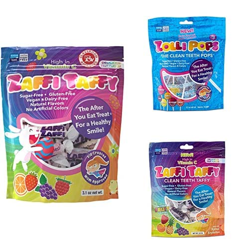 Zollipops - Paquete variado de Pascua - (1) paquete de 3.1 onzas de paletas de dientes limpios y (2) paquete de 3.1 onzas de caramelo Surtido de