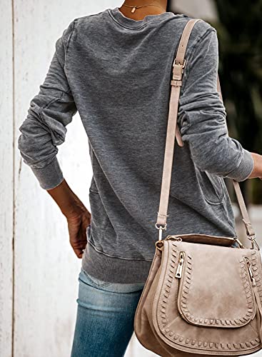 Farysays Women's Juniors Cute Crewneck Long Sleeve Zipper Lip Printed Casual Loose Pullover Sweatshirt Tops Grey Small #TOP2