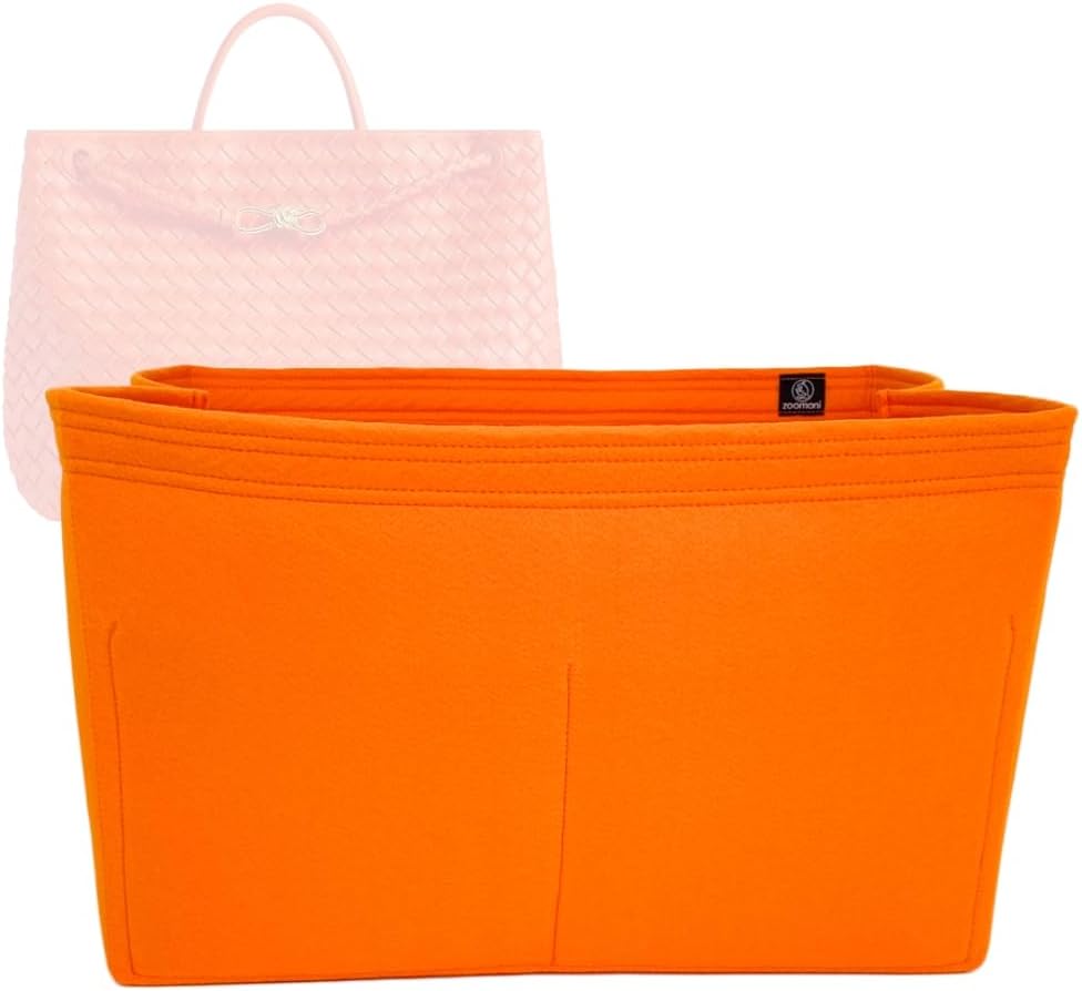 ズモーニ プレミアム ボッテガ ヴェネタ ラージ アンディアモ – プレミアム フェルト 巾着 ハンドバッグ (ハンドメイド/25色展開) [Purse Organizer, Liner, Insert, Shaper] (サンセットオレンジ)