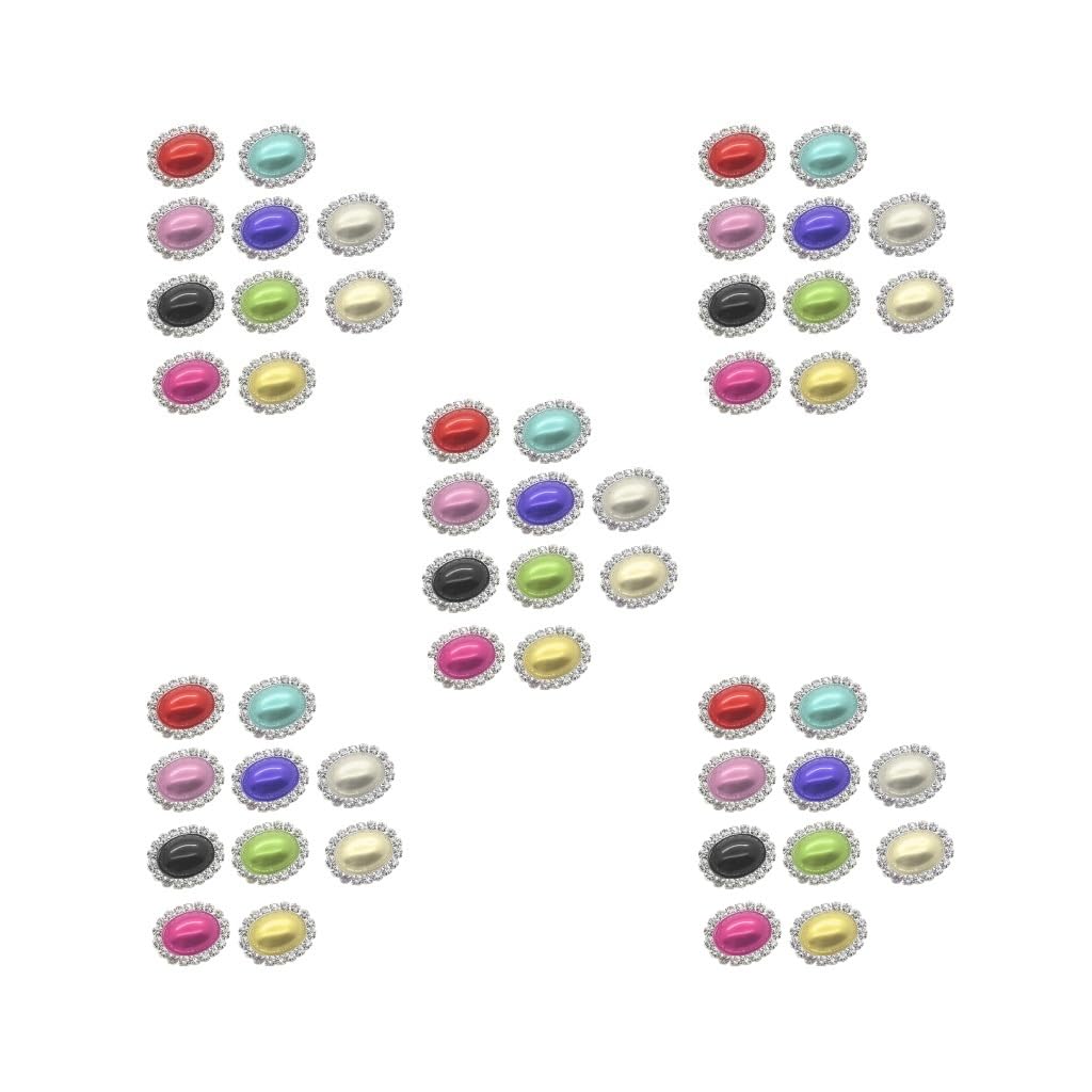 Boutons ovales en strass et perles lot de 5 pour sublimer vos robes de fête