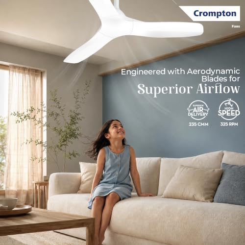Image of Crompton Silent Pro Fluido Wave 1200mm iOT BLDC Ceiling Fan | Luxury Design | Wi-Fi, Bluetooth & Remote | Alexa & Ok Google | Fine Speed Tuning | Low Noise | 4 Year Brand Warranty | Snow White