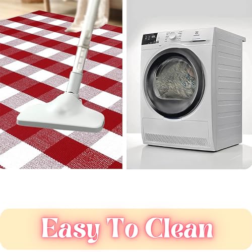 Ckorzen Red and White Plaid Rug, 3' x 5' Christmas Front Porch Outdoor Rug, Handwoven Cotton Washable Rug for Layered Door Mats, Holiday Entryway and Home Décor
