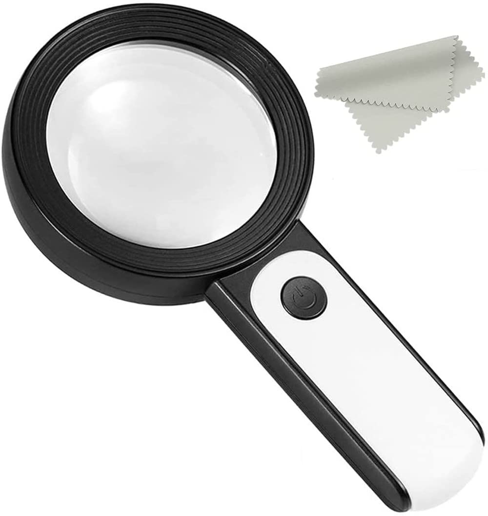 Voarge Magnifying Glass with 18 LED Light 30X Handheld Magnifying Glass with 3 Lighting Modes