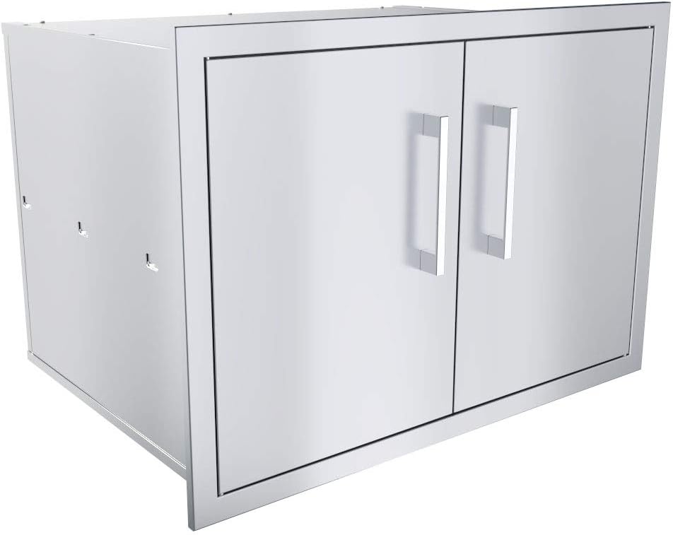 SUNSTONE BA-DSH30 Beveled Frame 30-Inch Stainless Steel Weather Sealed Dry Storage Pantry