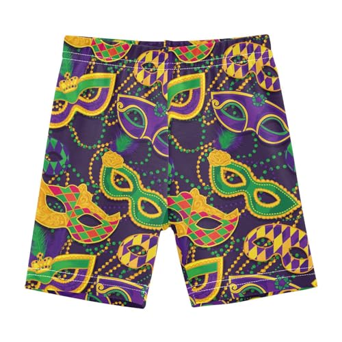 Aflyko Fat Tuesday Girls' Shorts Carnival Party Masks Beads Soft Summer Boxers Short Leggings Dance Bottoms Multi