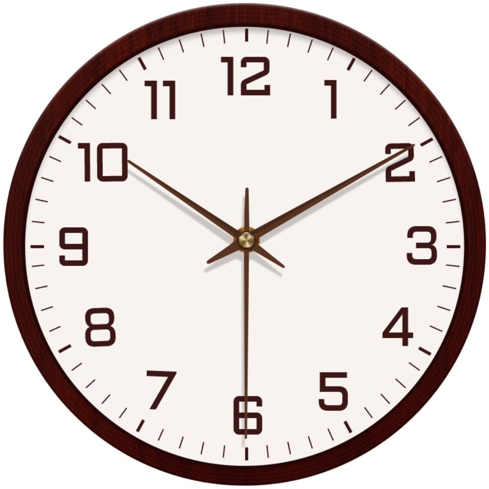 Ash & Roh Classic Round Analog Wall Clock with Plastic Frame with Wood Finish, Silent Sweep Movement, Large Easy-to-Read Numbers-image-34