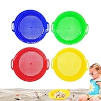 Sand Sieve Set - 4PCS Toy Sand Sifter Tools, Durable plstic Sifting Pans For Outdoor Fun | Lightweight Shelling Tools For Beach Play, Gardening And Digging, Sand Sorting Toys For Kids, Summer Sandbox
