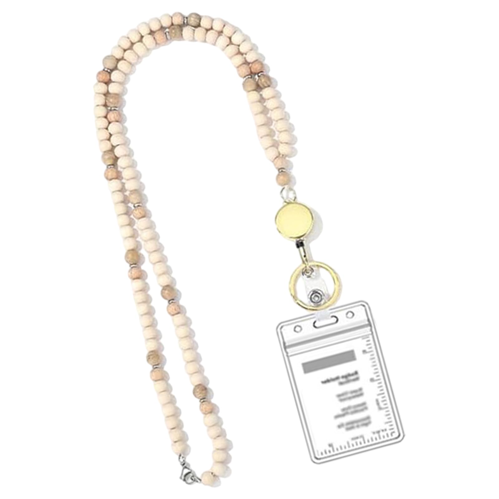 Morain Women's F Beads Lanyard Badge Card Holder Lanyards Or Teacher Retractable Lanyard Necklace Eyeglass Holder Or Identity Card