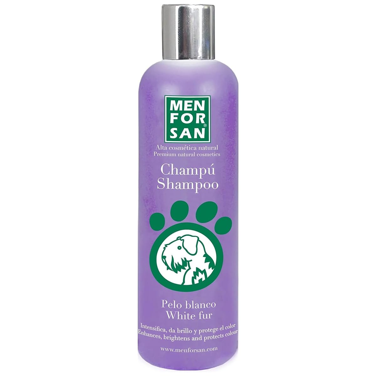 Champú Perros Pelo Blanco MENFORSAN - 300ml – Champú Especial para Pelos Blancos: Intensifica y Realza el Brillo de tu Perro