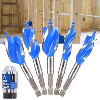 SOMADA Auger Drill Bit Set for Wood, 5-Piece, 1/2
