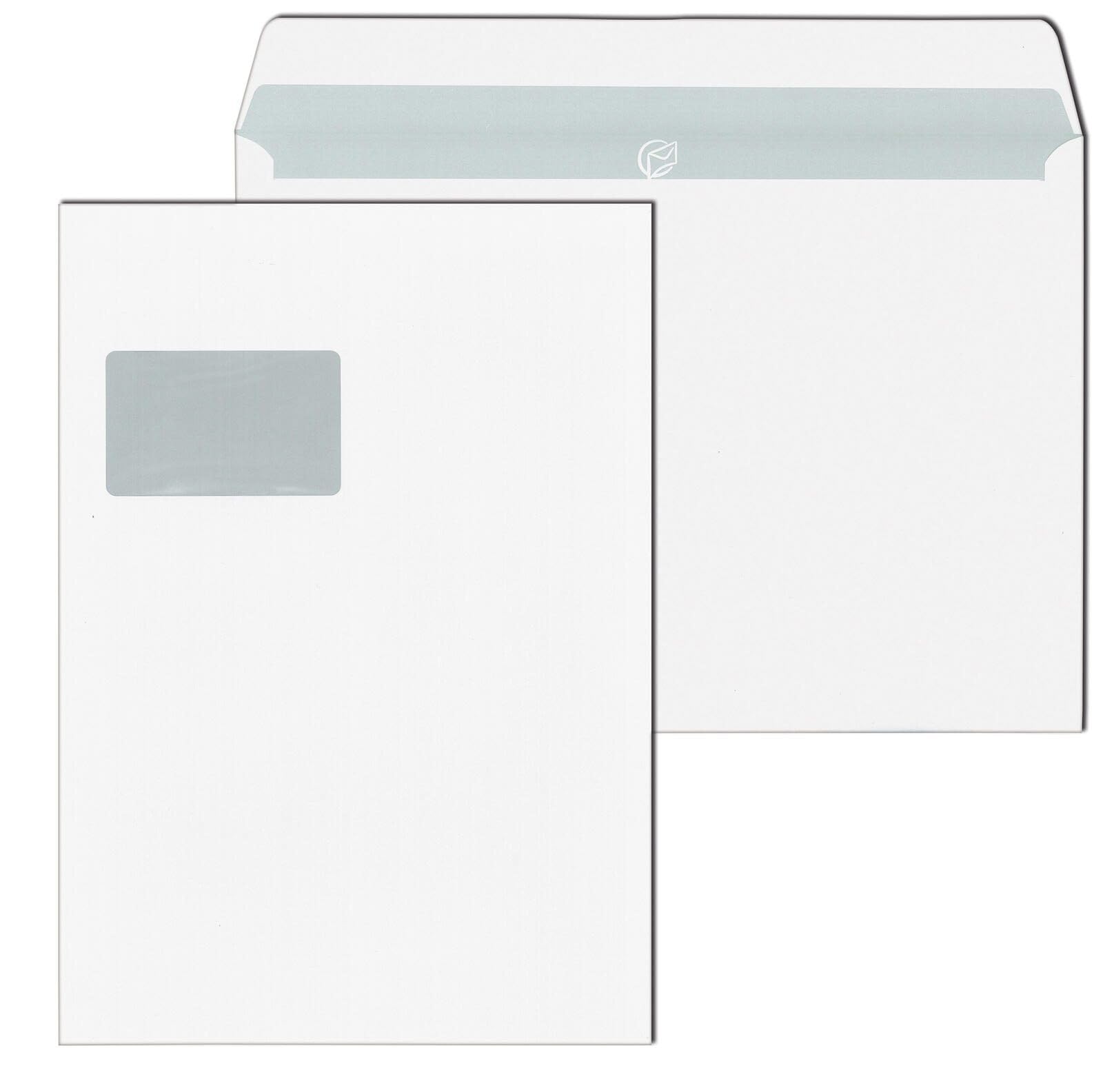 ELEPA 30025136 Versandtaschen C4, mit Fenster, haftklebend, 100 g/qm, weiß, 500 Stück