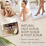 O Naturals Exfoliating Coconut Oil Dead Sea Salt Deep-Cleansing Face & Body Scrub. Anti-Cellulite Tones Helps Oily Skin, Acne, Ingrown Hairs & Dead Skin Remover. Essential Oils, Sweet Almond 18oz - Image 2