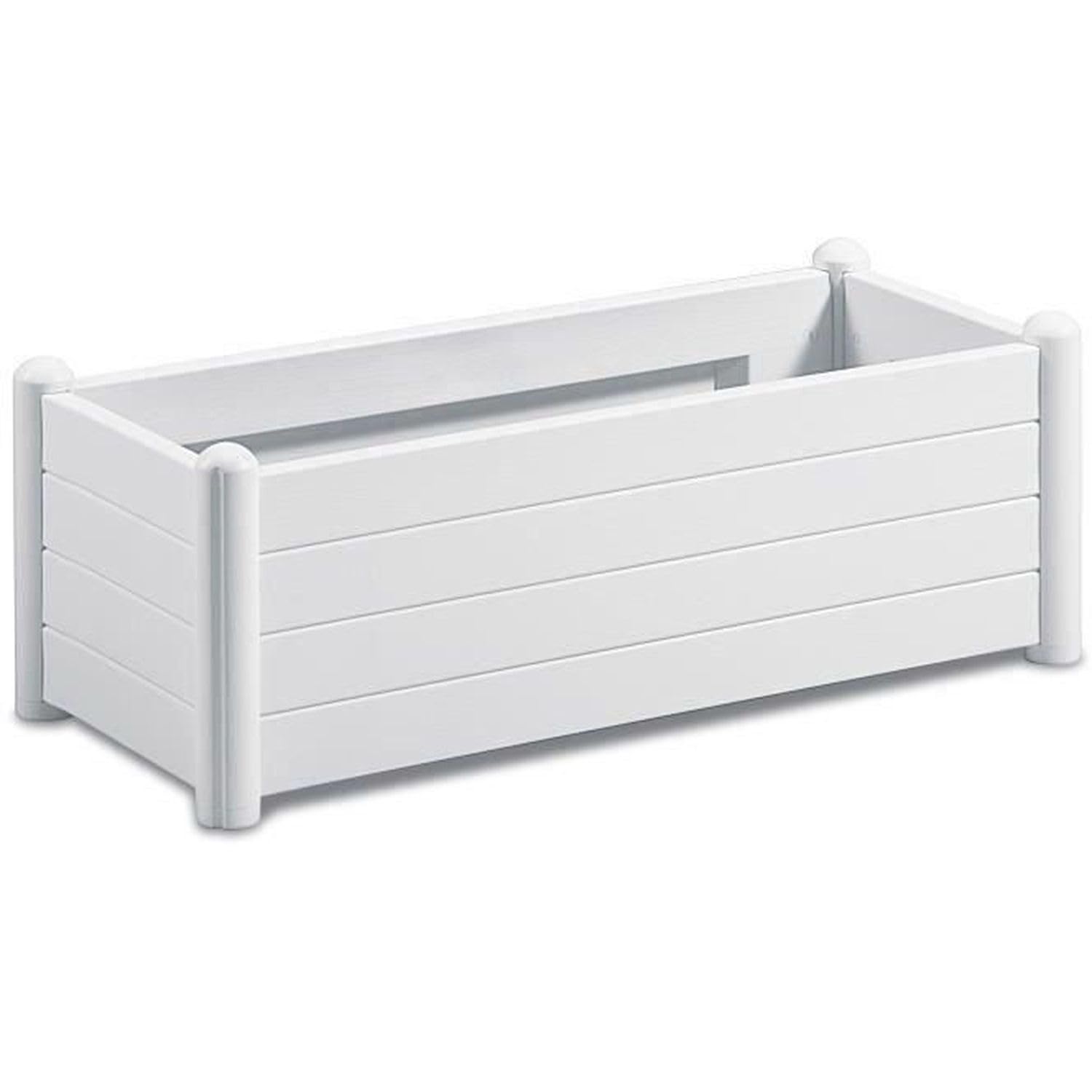 Stefanplast Bac à Fleurs Italia Rectangulaire Blanc - Jardinière plastique extérieure 80L