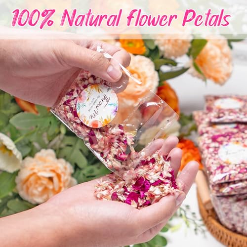 Image of 50 Pack Real Dried Rose Flower Petals Confetti, Dried Mix Red Rose Begonia