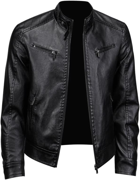Men's Faux Leather Jacket for Fall/Winter,Men PU Jacket, Outwear coat,Motorcycle jacket