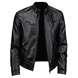 KUZMAIR Men's Faux Leather Jacket for Fall/Winter,Men PU Jacket, Outwear coat,Motorcycle jacket (US, Alpha, Small, Regular, Regular, Black)
