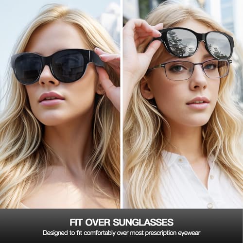 Image of Xfeel Polarized Over Glasses Sunglasses for Women Fitover Sun Glasses | Sunglasses that Fit Over Glasses, UV400 Protection, Outdoor Driving Shades, Over Reading /Prescription Glasses Sunglasses