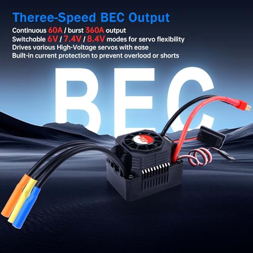 ESC 60A sin escobillas SurpassHobby variador impermeable coche RC 1/10 2