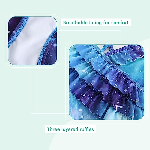 Image of Moon Tree Girls One Piece Swimsuits Ruffle Swimwear Beach Bathing Suit 2-14 Years