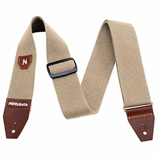 Sangle de guitare avec pochette pour piqueur, 100% coton, extrémités en cuir véritable pleine fleur pour guitare basse, électrique, acoustique, cadeaux parfaits pour les guitaristes et les enfants - Les Beatles, Paul McCartney, John Lennon, RIngo Starr, George Harrison