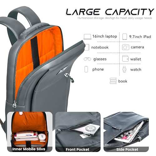 Image of REDHORNS 25L Waterproof 15.6-inch Laptop Backpack for Men and Women, Unisex Travel Laptop Bag /Office Bag /School Bag /College Bag /Business Bag with Multiple Compartments (Grey)