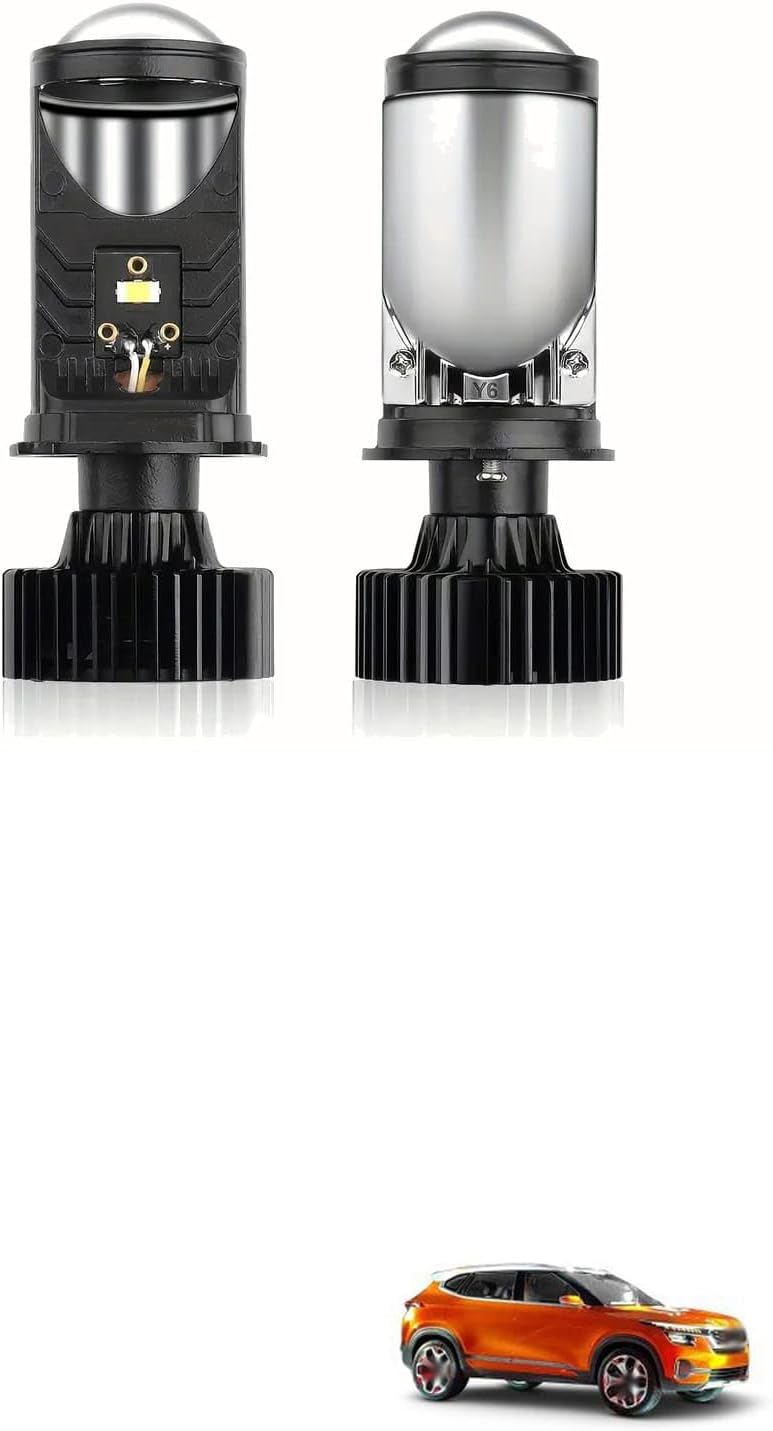 H4 Mini Projector LED Headlight – 6000K White, Crystal-Clear High & Low Beam, Turbo Cooling System, Premium Automotive Upgrade (Pack of 2) Compatible With K-ia SP Con-cept