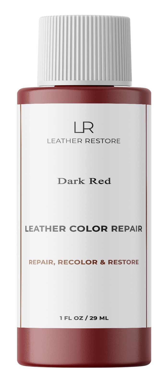 Leather Restore Leather Color Repair, Dark Red 1 OZ - Repair, Recolor and Restore Couch, Furniture, Auto Interior, Car Seats, Vinyl and Shoes