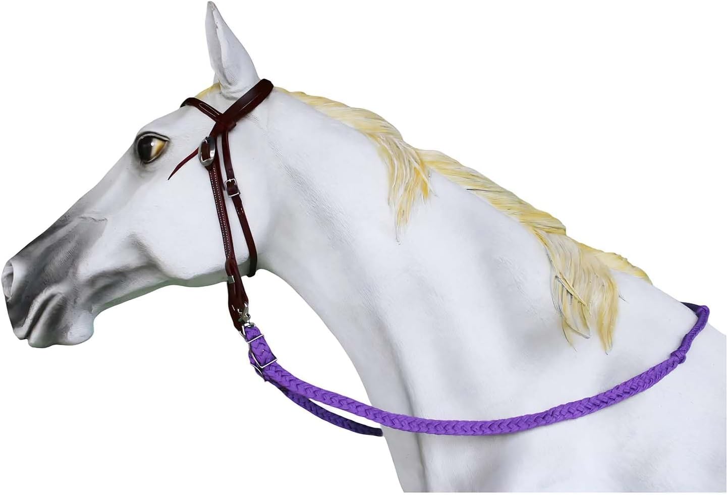 CHALLENGER Roping Knotted Horse Tack Western Barrel Reins Nylon Braided Purple Snaps 60709