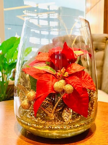 SMArtDecor Ltd - Red Artificial Poinsettia Christmas Decoration with 14x18cm bowl Vase, Medium - Image 2