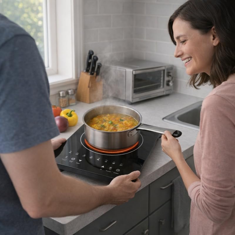 Image of Drumstone (𝐄𝐱𝐥𝐮𝐬𝐢𝐯𝐞 𝟐𝟎 𝐘𝐞𝐚𝐫𝐬 𝐰𝐚𝐫𝐫𝐚𝐧𝐭𝐲) Drumstone 2000W Induction Cooktop : Fast Heating Portable Stove : Touch Control : Energy Efficient Glass Top for Home Kitchen