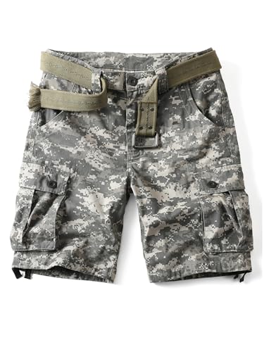 AKHIKING Men's Camo Cargo Shorts Work Outdoor Contton Casual Multi-Pocket Cotton Shorts Relaxed Fit Digital 40