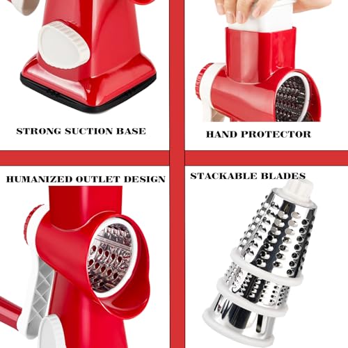 Cheese Grater with Handle, Multifunctional Manual Rotary Cheese Grater - image 5