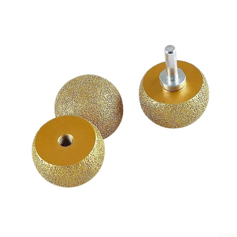 Mola diamantata a forma di fungo, 10 mm, per smerigliatrice angolare, brasata per lucidatura dei bordi, per curve interne in vetro e pietra, finitura oro (3 pezzi)