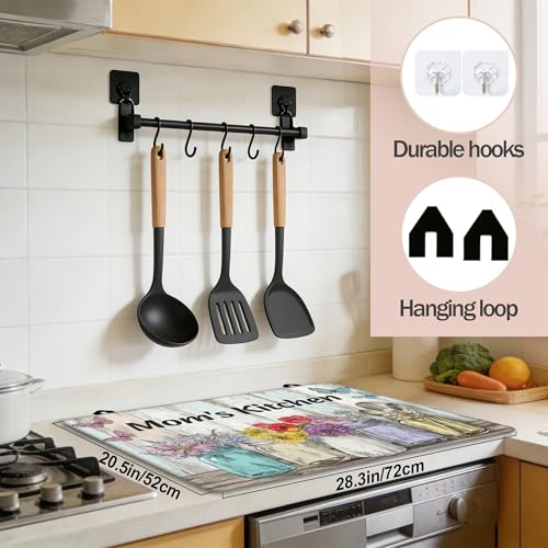 Image of Multi-Design Silicone Stove Cover for Glass /Electric Stoves - 3-in-1 Heat-Resistant Protector Mat, Mother Kitchen Gifts 28 inchx20 inch (Vintage Flower Vases, 28 inch L x 20 inch W)