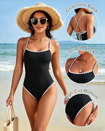 Image of Jolefille Womens One Piece Swimsuit Tummy Control Modest Bathing Suit Teen Girls Swim Suit Cute Floral Swimwear