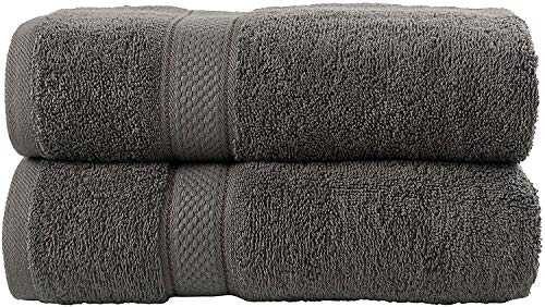 Image of Global Home 100% Cotton Bath Towel II 500 GSM II Grey II 140 X 70 cm - 2pc Set for Gym, Kitchen, Home, Bathroom or Spa, Wash Basin, Hotel