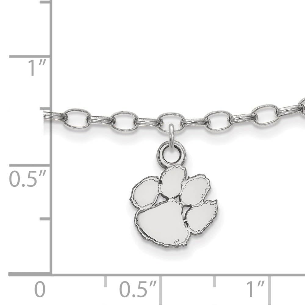 LogoArt Sterling Silver Clemson University Anklet, 9 Inch