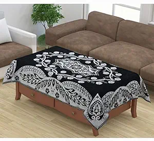 Upvolution Table Cover 4 Seater Cotton, Cotton Centre Table Cover for Living Room (100 x 150 cm) (Floral-Black)