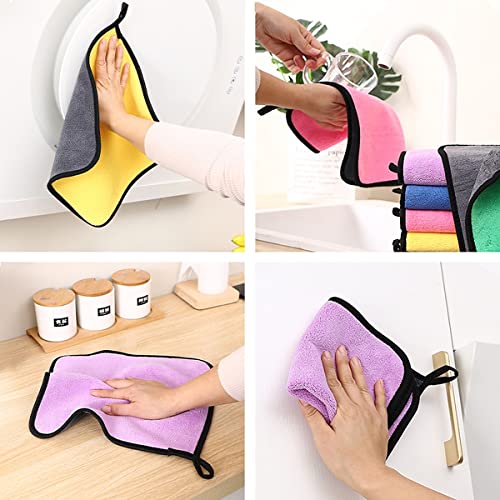 Image of wolpin Microfiber Cleaning Cloths, 3 Pcs (20 x 30 cms) Multi-Colour | Highly Absorbent, Lint and Streak Free, Multi -Purpose Wash Cloth for Kitchen, Car, Window, Stainless Steel, Silverware, 300 GSM