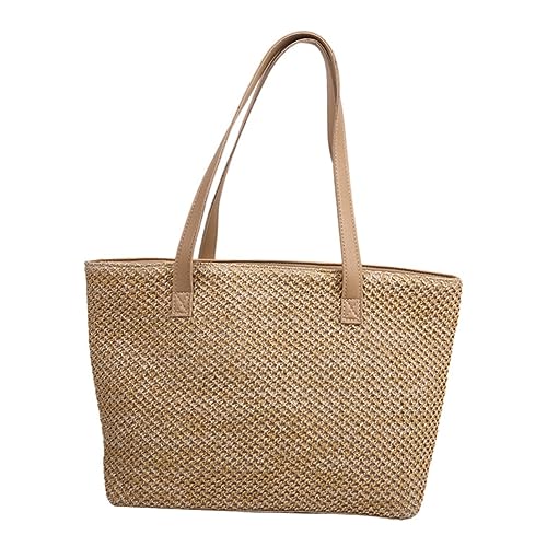 PartyKindom 1pc Large Capacity Straw Tote Bag for Women Woven Shoulder Bag Stylish Beach Travel Handbag