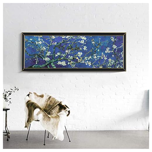 Van Gogh blommande mandelträd oljemålning Kanvas väggkonst heminredning väggbilder för vardagsrumsdekor 30x90cm12"x36" (ramlös)