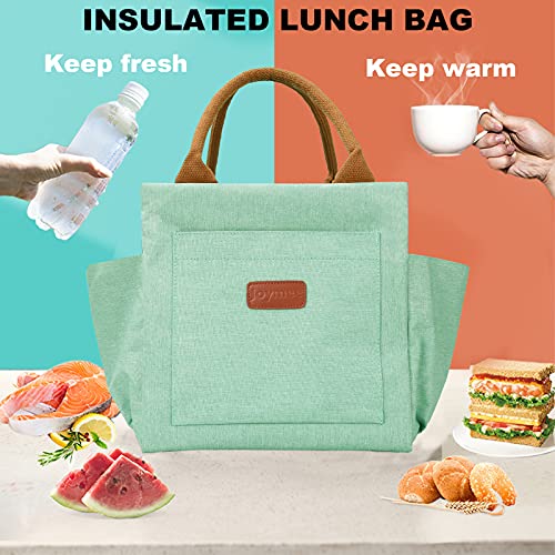Joymee Lunch Bag Women Insulated Lunch Box Reusable Durable Leakproof Large Spacious Tote For Women Men Adult With Bottle Holder And Side Pockets For Work Picnic Travel - Heather Teal #TOP4