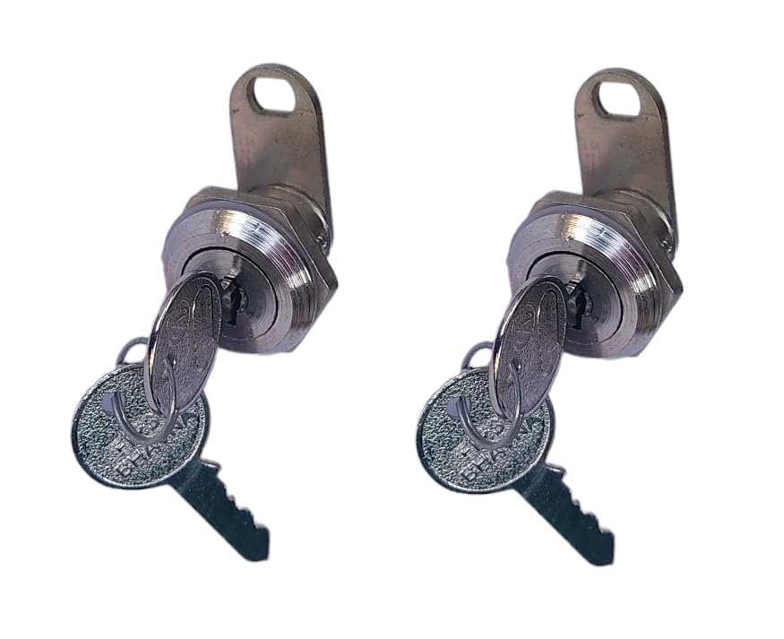 GinoSet® Universal CAM Lock 18MM for Drawer Glovebox Metal Electric Cabinet, CCTV Camera, Fire Hosebox Security Panel Lock with Key_Round Shape_Pack of 2