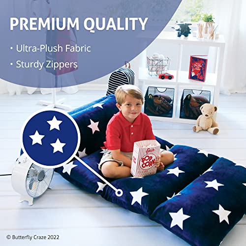 Butterfly Craze Floor Pillow Case, Mattress Bed Lounger Cover, Star Navy, King, Cozy Seating Solution For Kids & Adults, Recliner Cushion, Perfect For Reading, Tv Time, Sleepovers, & Toddler Nap Mat #TOP3