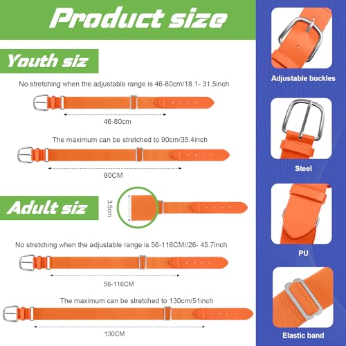 Image of Hercicy 12 Pcs Baseball Belts Softball Belts Bulk for Adult and Youth Adjustable