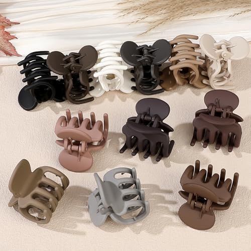 Sisiaipu 12Pcs Hair Clips for Women 1.8 Inch Small Claw Clips for Thin Hair Medium Hair Claw Clips for Thick Hair Accessories for Women Girls (Brown) — view 3