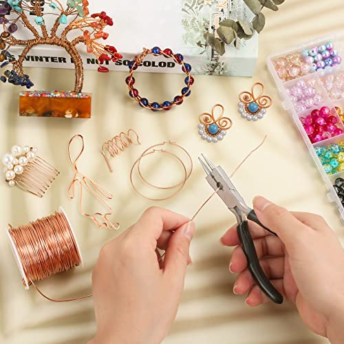 Image of Modacraft 18 Gauge Copper Wire for Jewelry Making with 4 in 1 Plier, 65Ft /1mm Craft Beading Pure Bare Copper Wire for Jewelry Making Supplies and Crafting