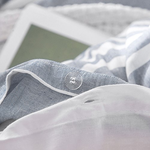 Merryfeel Cotton Duvet Cover Set,100% Cotton Seersucker Stripe Duvet Cover Set, Yarn Dyed Bedding Set,3 Pieces - Full/Queen - Grey #TOP6