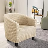 YOPOIY Hoch Stretch Club Chair Schonbezug, 3D-Jacquard-Spandex Sofahusse Stilvolle Möbelschutz mit Elastischem Boden für Wohnzimmer-hell beige
