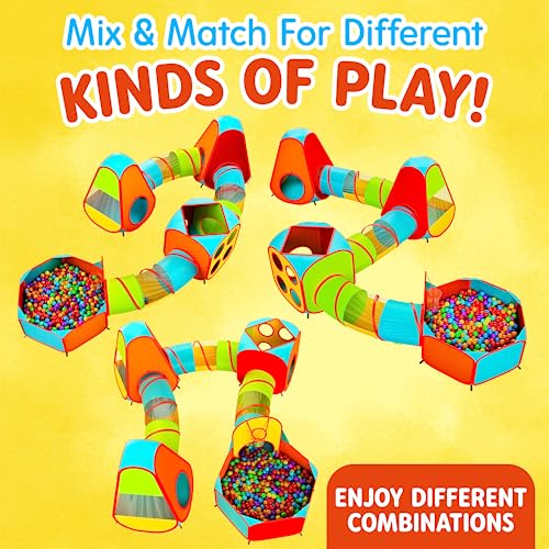 Playz 7Pc Kids Play Tent With 1 Big Ball Pit For Babies, 3 Play Tunnel For Toddlers thumb #1